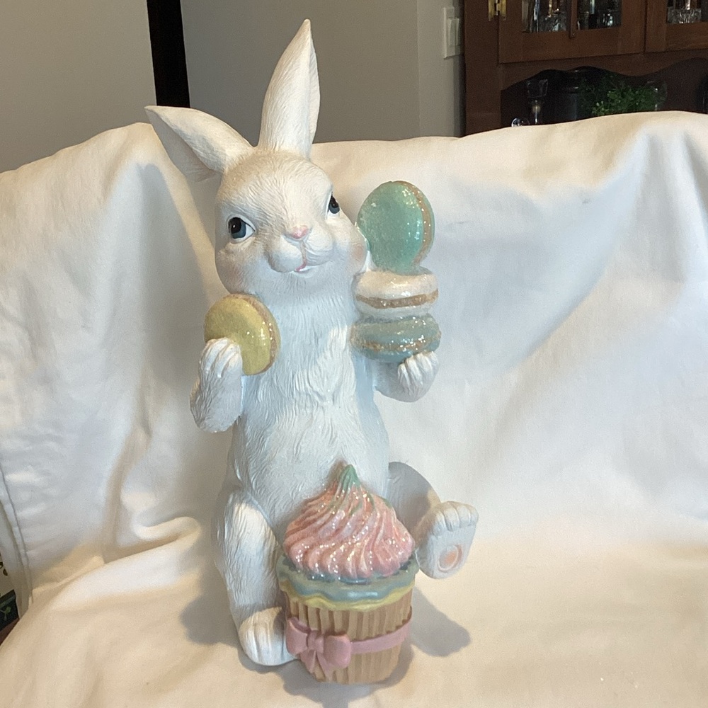 Easter Bunny with Cupcake and Macaroons